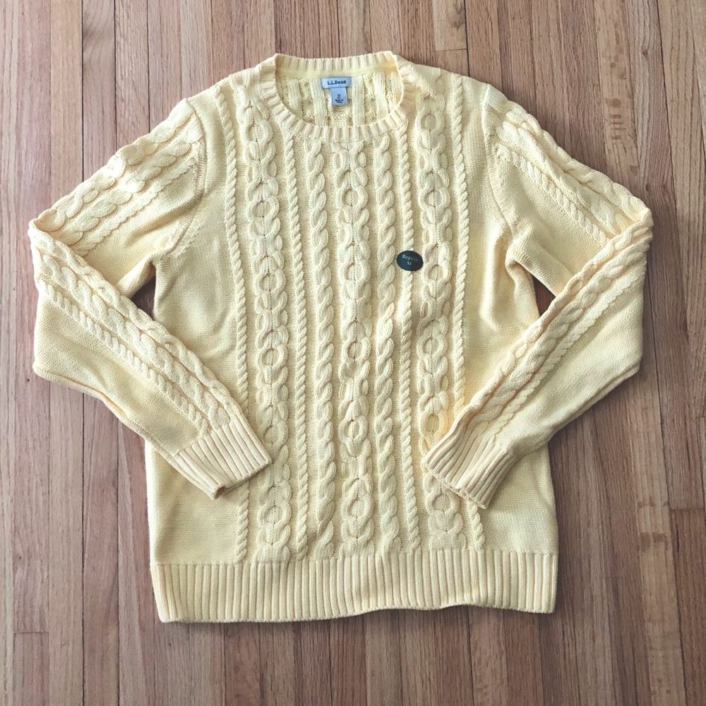LL BEAN. Yellow cable knit sweater. Never been worn.